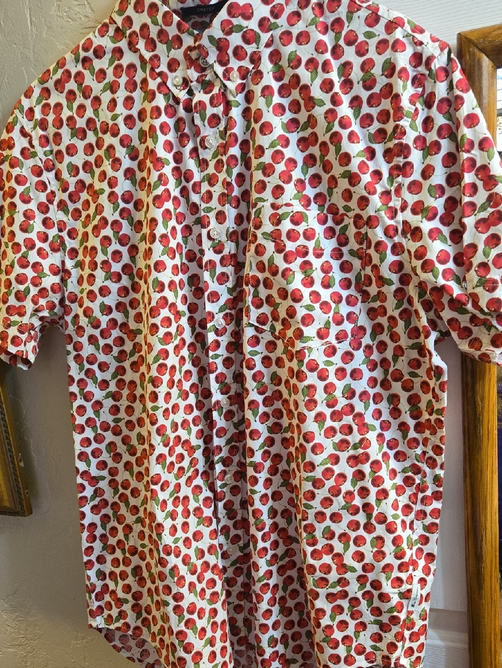 Ben Sherman White Button-Down Shirt with Red Cherry Print